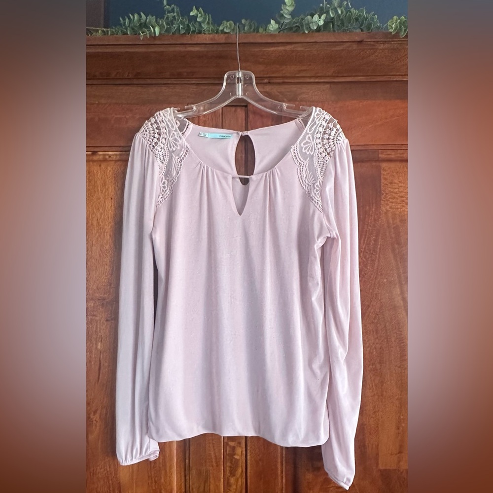 Maurices Lace Accent Blouse - Light Pink